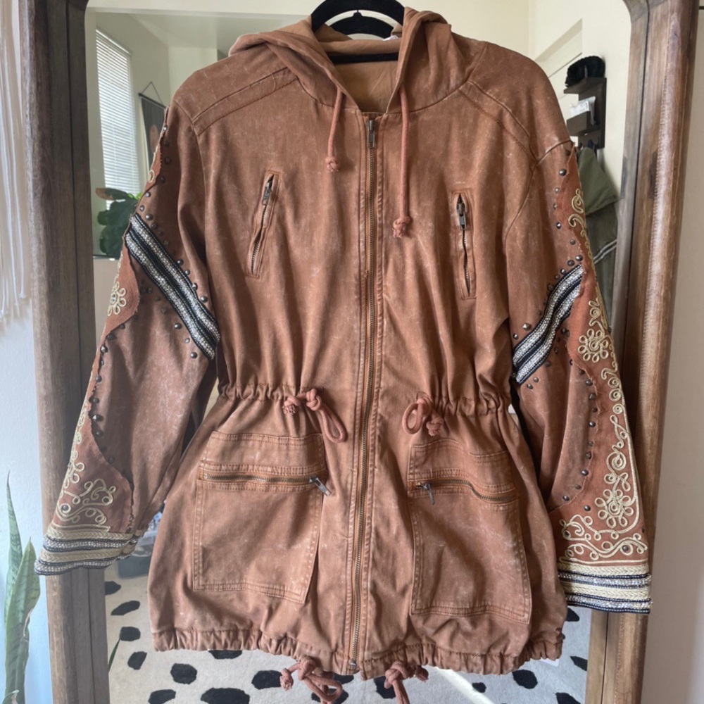 BNWT Free People Golden Quills Military Parka